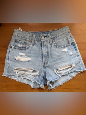 Levi's Light Blue Distressed Cutoff Jean Shorts